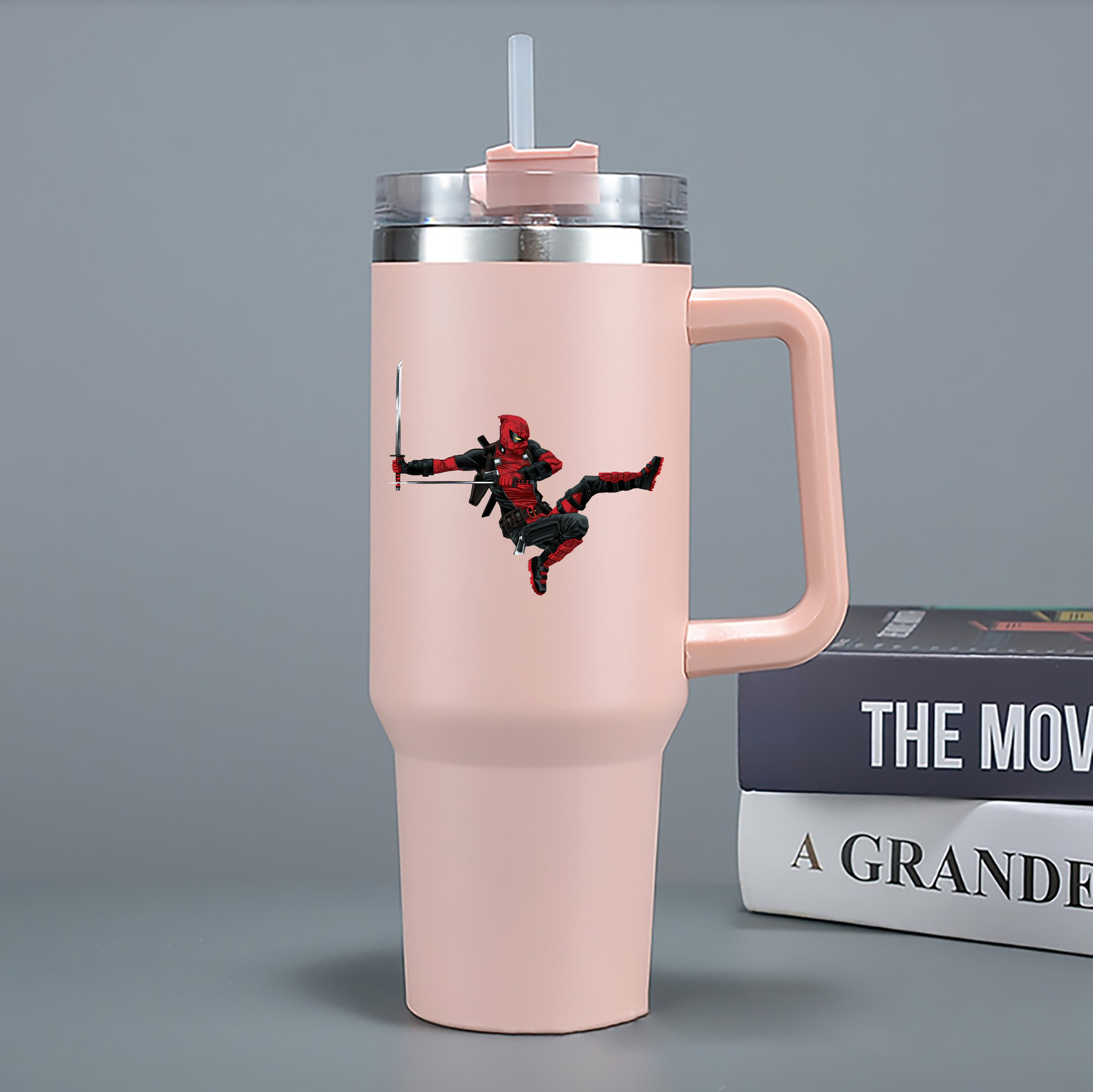 （画像用） Deadpool デッドプール 1200mL車用タンブラー - クリスタルステッカー（プラスチックストロー付き）